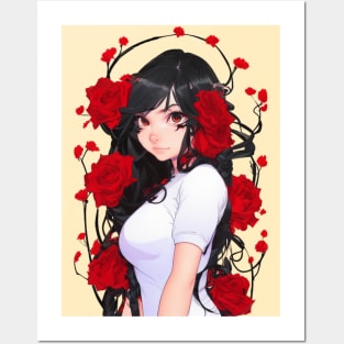 Anime Rose Girl Posters and Art